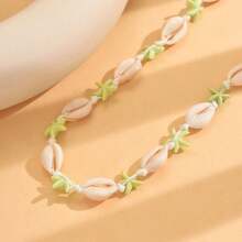 Collar tejido a mano con estrella de mar de la serie Natural de concha marina de estilo bohemio para mujer