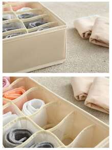 1 pieza Caja de almacenamiento para el hogar con tres piezas plegables organizadora, caja de almacenamiento para ropa interior, calcetines, ropa, caja de malla para almacenar calcetines y ropa interior, caja de almacenamiento con cajones plegables, organizador con formato para el hogar, caja de almacenamiento lavable