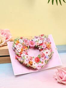 Opjoys 1 Floral Pattern Greeting Card, 1 Christmas Heart Card, Red Heart Cover, Christmas Heart Santa's Cottage, Christmas Heart Gingerbread House, Exquisite Christmas Gift, Suitable For Loved Ones, Colleagues, Family And Friends, Cherry Blossom Pattern, Also Suitable For Mother's Day, Spring, Thanksgiving, Birthday, Wedding, Valentine's Day And Other Occasions. - Pink - View 15