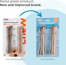 Outward Hound Dogwood Wood Durable Dog Chew Toys, Real Wood &Amp; Calming Hemp, 2-Pack, Medium