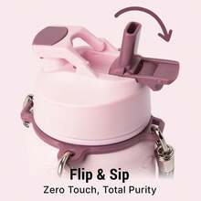 Insulated Water Bottle 40 Oz With Strap, Leak-Proof Stainless Steel Water Bottle With Flip Straw & Spout Lid, -Free, Reusable Cute Metal Water Bottles For Women & Girls, Keeps Drinks Cold - Blue and White - View 5