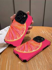 1 pieza Funda de teléfono de silicona suave con patrón de rosa y limón, rayas verticales y clásicas, compatible con Apple y 16/16PLUS/18PRO/26PROMAX