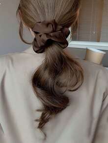 5件套纯色缎面发圈，优雅简约黑色和米色女士马尾辫发圈，时尚发饰，发圈，发绳，头饰发带