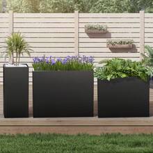 Metallic Heavy Long And Large Outdoor/Indoor Planter, Rectangular Trough Planter Box, 30"Lx24"Wx12"H, 33Pounds Powder Coating Modern Commercial Residential For Patio, Deck, Yard, Garden - 黑色 - 查看 7