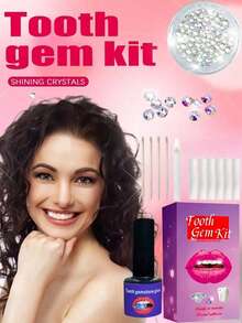 150pcs Crystal Tooth Jewelry Set, Self-Adhesive DIY Tooth Gems, Shiny Rhinestone Teeth Decor Kit, Removable & Reusable, Fashionable Accessories For Halloween, Parties, Bars, Unisex - Tooth Gem Kit 150pcs - View 7