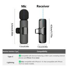 HITOZON Professional Wireless Lavalier Microphone Compatible With Iphone/Android Phones,Cordless Omnidirectional Condenser Recording Mic For Video/Audio/Vlog Recording,Wireless Mic For Teaching, Interviews, Live Streaming