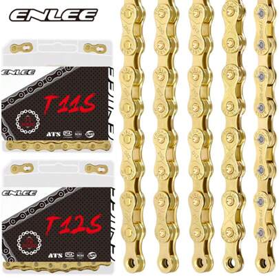 1pc ENLEE Golden Bike Chain For 6/7/8/9-Speed Durable Steel Chain With Decorative Chain Design Rust-Proof And Electroplated Bicycle Chain For Mountain