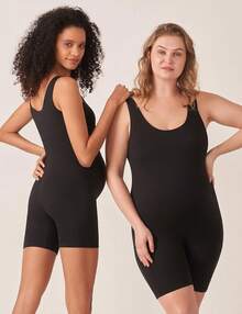 Women's Maternity Bodysuit Pregnancy Shapewear Double Lined Sleeveless Tank Top Shorts Romper Jumpsuit - Black - View 6