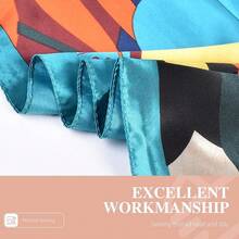 35 Inches Silk Head Scarf-Satin Hair Scarves Silk Bandana Scarf Headscarf For Women's Fashion Scarveshalloween - 彩色向日葵-藍色 - 查看 4