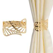 2pcs Metallic Hollow Leaf Window Curtain Tie Backs - 6.5cm/2.55inch Diameter, No Drilling Design, Easy To Hang - Durable Polyester Fiber Home Decor For Living Room, Bedroom, Office, Modern Minimalist Style, Decorative Design, Cute - Multicolor - View 15