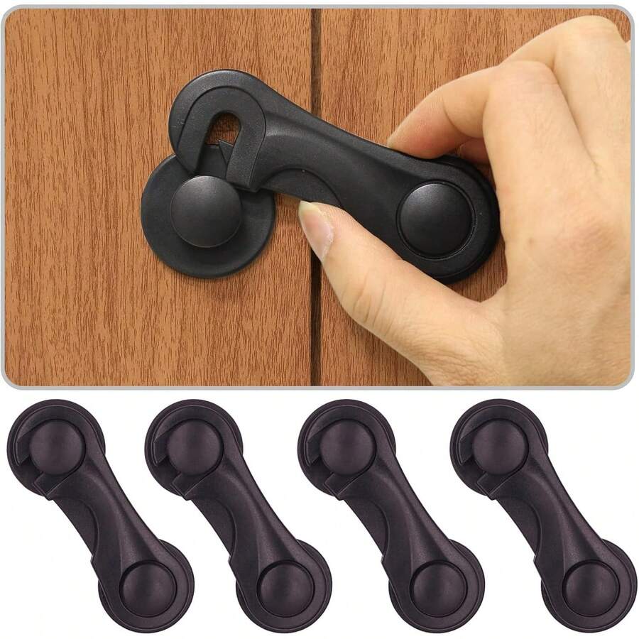 Cabinet Locks For Babies And Child Safety, 4 Pack Childproof Latches With Adhesive For Drawer Cupboards Closet And Pantry Door, Proofing Fridge Lock For Protecting Toddlers And Infants - 1 - 查看 1
