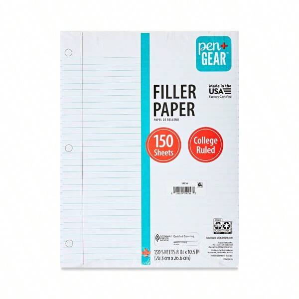 College Ruled Filler Paper 10.5" X 8" 150 Sheets 59156