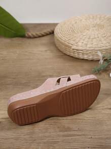 Sandalias de cuña versátiles, cómodas y ligeras en talla grande 36-43, rosa pálido con plataforma, calzado de moda casual de verano para mujer