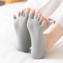 1 Paar Einheitsgröße Fünf-Finger-Offene-Zehen-Socken für Frauen, Sommersocken aus ultrafeinem Samt, rutschfest, unsichtbar, mit Zehen