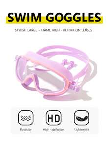 Swim Goggles For Kids 3-15 With Earplugs Large Frame Anti-Fog/UV Swimming Goggles For Boys Girls