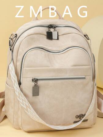 时尚简约女士拼色背包，带多个口袋和拉链，适合日常使用、通勤、大学生背包、青少年男孩和女孩，非常适合大学、商务、工作、通勤高中、户外、徒步旅行、旅行、登山、运动场运动、郊游、返校背包大学背包