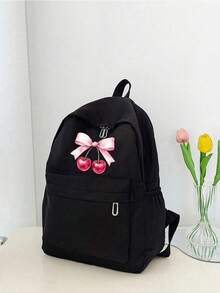 Balo in hình nơ hồng hoạt hình cho bé gái Balo đựng máy tính xách tay dung tích lớn, Balo ngày thường ngày cổ điển trở lại trường Balo đại học Túi sách nhẹ cho bé gái bé trai, Balo cho bé gái Túi sách cho thanh thiếu niên trung học cơ sở Balo, Balo đựng máy tính xách tay chống trộm Balo du lịch ngày Balo đi học Quà tặng - màu đen - Xem 2