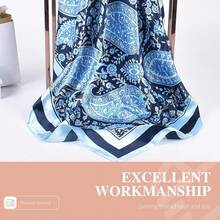 35 Inches Silk Head Scarf-Satin Hair Scarves Silk Bandana Scarf Headscarf For Women's Fashion Scarveshalloween - 藍大腰果 - 查看 10