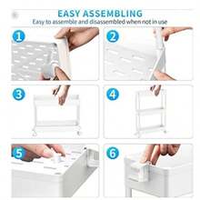 Slim Rolling Storage Cart Storage Cart Organizer Rolling Utility Cart,Room Decor,Bathroom Decor,Mobile Shelving Unit Slide Out Storage Shelves For Kitchen Living Room Bathroom Laundry Room & Dressers - 3 tầng màu đen - Xem 4