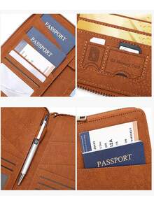 New RFID Blocking Passport Holder, Long Zipper Passport Wallet, Multi-Functional Travel Ticket & Document Organizer, Fits Multiple Passports, Travel Documents & Cards, Soft Texture Zipper Passport Clutch With Detachable Wrist Strap, Great Gift For Wife, Girlfriend, Valentine's Day Travel Essential Holiday Vacation Passport Cover Passport Holder For Women For Family - Multicolor - View 8