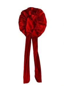 1 件弹力丝带发圈缎面圆形帽子，女士纯色长发睡眠帽，打结美发美容卷发帽