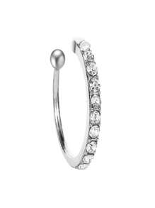 1pc Women Classic Rhinestone Decor Minimalist Clip-On Earring, Suitable For Everyday Wear