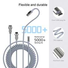 ATTACK SHARK * MAMBASNAKE C01 可定制卷绕 USB C 至 A 线缆，带可拆卸双套螺旋线缆、可伸缩弹簧线、金属飞机连接器、机械游戏键盘 C 型端口 - 彩色 - 查看 1