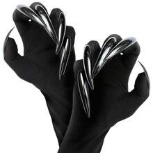 Accesorios de disfraz de garras de gato - Accesorios para Halloween, accesorios de disfraz para fiesta de carnaval, guantes con uñas/garras largas de animal juguetón, set de accesorios de cosplay para Halloween, accesorio de disfraz - Negro - Ver 4