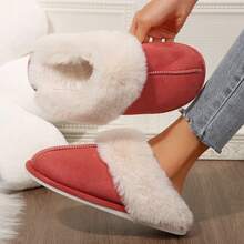 Pantuflas para mujer, con suela antideslizante, de piel suave y cálida, fáciles de llevar para usar en interiores - Rojo - Ver 7