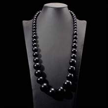 Colorful Natural Wood Round Beaded Strand Bohemian Retro Multicolor Bib Big Round Bead Chunky Necklace Costume Statement Women Men Unisex Fashion Wedding Jewelry Gifts - 黑色 - 查看 2