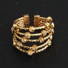 2 piezas Conjunto de pulsera y anillo ajustable chapado en oro de 24k, joyería para mujer, diseño hueco de estilo árabe, joyería apilada de estilo bohemio, conjunto de joyería de moda para mujeres saudíes
