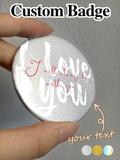 1 Stück personalisierter Ansteckpin, individuell bedruckbarer Text "Ich liebe XXX", wählbare Hintergrundfarbe, gestalte deinen eigenen personalisierten Ansteckbutton, personalisierter Pin, individualisiertes Foto, individualisierter Anstecker, individualisierter Button, individualisierter Buttonpin, Valentinstags-Geschenk, Ansteckbutton, Y2K-Stil Ansteckbutton, Ansteckbutton für Rucksack