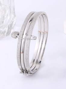 1 Peça Conjunto de Pulseira e Anel Destacáveis de 3 Cores, Moda Estilosa, Estilo Europeu e Americano Popular