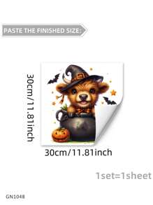 1 Stück Halloween Fenstersticker, Cartoon Tier Wohnzimmer Sticker, Hase und Kalb Schlafzimmer Sticker, süßer Stil Türsticker, Heimdekoration