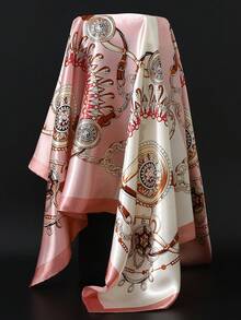 90厘米方形链条印花围巾/披肩/头巾/发饰，适合日常和节日装饰及搭配服饰。 - 多色 - 查看 12