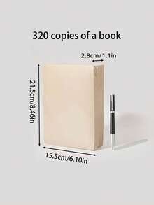 1 Notebook With 320 Sheets Of Woodpulp Sketch Paper, Blank Beige Color, Eye-Protecting, Thick, For Students, Exams, Drawing, Note-Taking