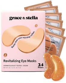 Grace & Stella Caffeine Under Eye Patches - Awakening Eye Patches For Puffy Eyes And Dark Circles - Under Eye Mask Patches With Niacinamide & Hyaluronic Acid - Vegan, Cruelty-(Bronze, 24 Pairs) - 6種顏色(18雙) - 查看 10