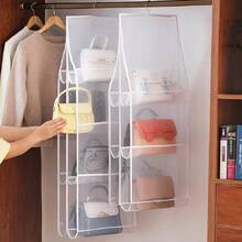 6/8 Grid Double-Sided Hanging Bag Storage With Six Layers Transparent Bedroom Closet Organizer Dust Bag For Home Organization