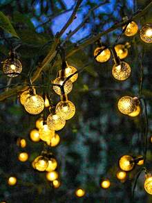 1pc Solar Power 5m/16.4ft 20Led 2.4cm Transparent Plastic Ball String Lights, Indoor Room Decor Fairy Lights, Bedroom Wall Decor Led Light String, 8 Modes Flashing Lights, Suitable For Weddings Decor, Birthday Parties Decor, Camping Tent Decor, Outdoor Decorative Lights, Gardens Decor, Courtyards Decor - Huang Guang - View 6