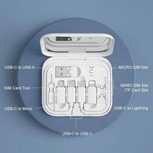 FCV 60W 多充电线适配器套件带镜子，USB C 转 Micro USB/Lightning/USB A 线转换器适配器套件可用作手机支架 - 彩色 - 查看 4