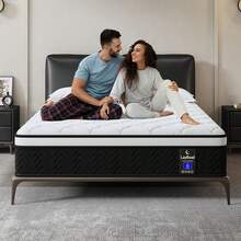 LayRoad 12/14 Inch Bedroom Furniture Twin, Full, Queen, King Mattress Memory Foam And Spring, Hybrid Mattress Medium Firmness, Lumbar Support, Home Rooms Hotels, Queen Size Mattress Mattress Beds Mattress Included Home Depot Today Memory Foam Mattress Air Mattresses - Đen và trắng - Xem 2