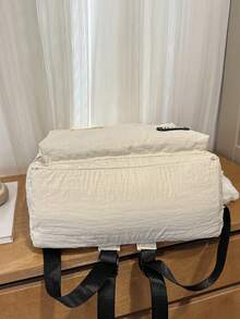 1pc Solid Color Nylon Backpack, Fashion Casual Student Backpack, Suitable For Women's Daily Wear - Beige - View 3