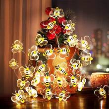 1pc 1/2/3M 10/20/30 LED Plastic Bee Decoration Light String, Battery Powered, Indoor Room Decor LED Copper Wire Lights, Living Room Tabletop Decor Lamp, Wedding Party Decoration, Spring Garden Yard Bee Lights - Yellow - View 3