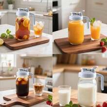 1 件 32 盎司玻璃水壶带龙头 - 厚梅森罐，用于盛放冰咖啡、果汁、茶等 - 非常适合家庭、派对和餐厅，可重复使用的饮料分配器，现代玻璃水壶 - 彩色 - 查看 4