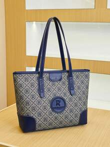 女士大容量托特包，休闲通勤单肩手提包，轻量奢侈品牌小众百搭高端斜挎包，2025新款休闲钱包 - 寶藍色 - 查看 8