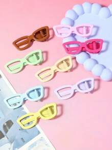 8pcs/Set Candy Color Fake Glasses Frame Hair Clips, Duck Mouth Clips, Side Bangs & Back Of Head Hair Clips, Gift For Little Girls Back To School