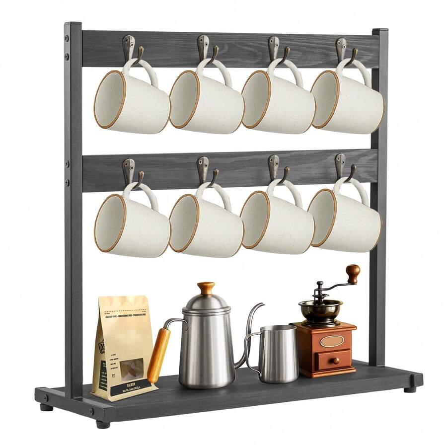 2-Tier Mug Tree  Coffee Mug Holder Stand With Storage Base Mug Display Organizer Mug Holders Cup Storage Organizer For Home Kitchen Bar Counter Display Tea - Black Without Shelves - View 1