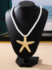 1pc Women Elegant Starfish Pendant Necklace, Suitable For Vacation, Outdoor, Street Photography, Party And Daily Wear, Beach Style Design, All-Season Accessory