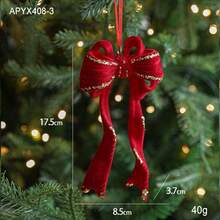 1 pieza Conjunto de decoración navideña que incluye reno, lazo y otros adornos, pendiente de lujo navideño con efecto aterciopelado rojo, decoración navideña de copos de nieve para cruces fronterizos, accesorios de vestuario navideño