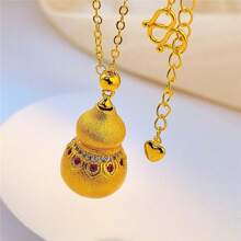 1 pièce Collier vintage à la mode de style chinois avec pendentif en céramique émaillée en forme de calebasse creuse